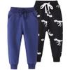 Azalquat Toddler Boy Cotton Jogging Pants, Pull-On Cartoon Picture Sweatpants 1-Pack or 2-Pack (Navy Blue & Black, 18-24 Months) view 1
