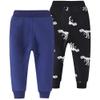Azalquat Toddler Boy Cotton Jogging Pants, Pull-On Cartoon Picture Sweatpants 1-Pack or 2-Pack (Navy Blue & Black, 18-24 Months) view 2