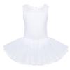 QinCiao Child Girls Sleeveless Cotton Tulle Ballet Dress School Leotard Tutu Skirt Ballerina Dance wear Outfit Costume Ivory 10-12 view 1