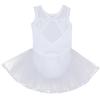 QinCiao Child Girls Sleeveless Cotton Tulle Ballet Dress School Leotard Tutu Skirt Ballerina Dance wear Outfit Costume Ivory 10-12 view 2