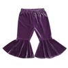 Kids Baby Girl Velvet Bell-Bottoms Pants Fall Ruffle Flare Pant Trousers Leggings Toddler Clothes (Purple, 2-3T) view 1
