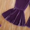 Kids Baby Girl Velvet Bell-Bottoms Pants Fall Ruffle Flare Pant Trousers Leggings Toddler Clothes (Purple, 2-3T) view 3