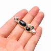 StarGems Natural Cat Eye,Zircon And River Pearl Handmade 925 Sterling Silver Pendant 1.75" D6205 view 3