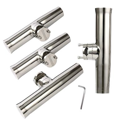 YaeMarine 4Pcs Boat Fishing Rod Holder Stainless Tournament Style Clamp on Fishing Rod Holder Rail Mount for Rails 7/8" to 1" or 1" to 1-1/4" (4Pcs Stainless Rod Holders for Rails 1" to 1-1/4")