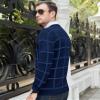MAGNIVIT Men's Basic Designed Knitted Sweaters Cotton Soft Crewneck Fall Winter Sweaters Navy Blue view 3