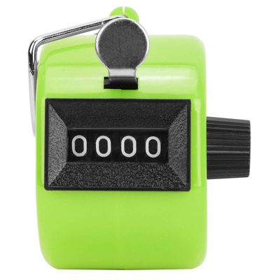 Handheld Tally Counter Mechanical Clicker Counter 4 Digit Display Palm Counter with Plastic Knob Reset Counting Tool for Handheld Use Number Counter with Hook Green