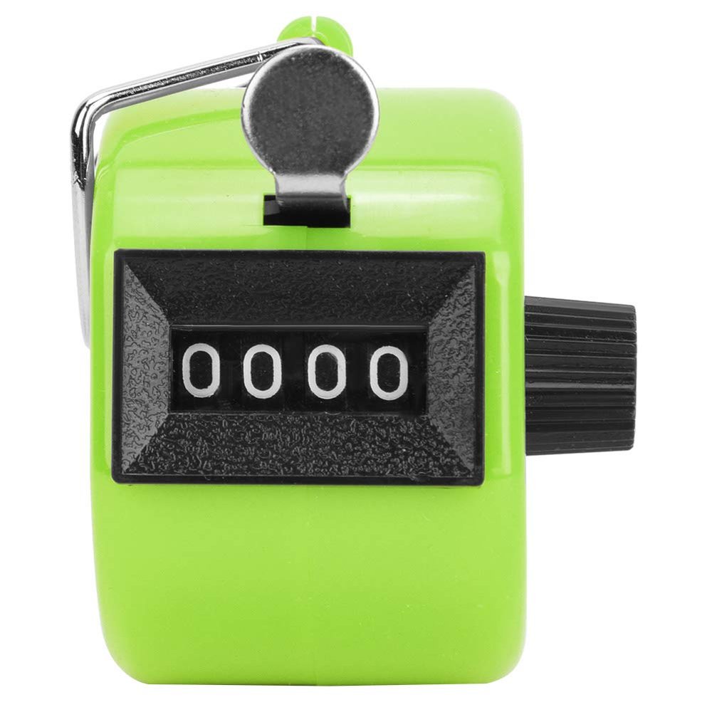 Handheld Tally Counter Mechanical Clicker Counter 4 Digit Display Palm Counter with Plastic Knob Reset Counting Tool for Handheld Use Number Counter with Hook Green