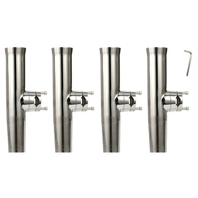 YaeMarine 4Pcs Boat Fishing Rod Holder Stainless Tournament Style Clamp on Fishing Rod Holder Rail Mount for Rails 7/8" to 1" or 1" to 1-1/4" (4Pcs Stainless Rod Holders for Rails 7/8" to 1")