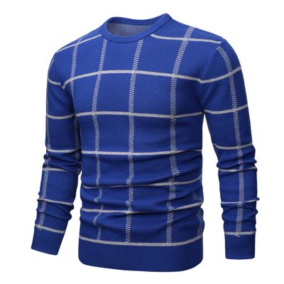 MAGNIVIT Men's Basic Designed Knitted Sweaters Cotton Soft Crewneck Fall Winter Sweaters Blue