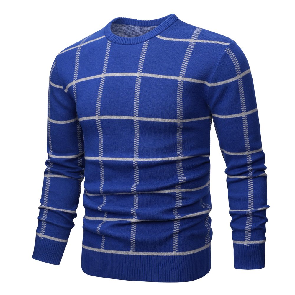 MAGNIVIT Men's Basic Designed Knitted Sweaters Cotton Soft Crewneck Fall Winter Sweaters Blue