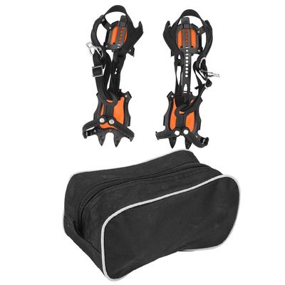 10-Tooth Snow Crampons, Adjustable Ice Cleats with Manganese Steel Spikes, Portable Winter Traction Grips for Hiking Boots with Storage Bag