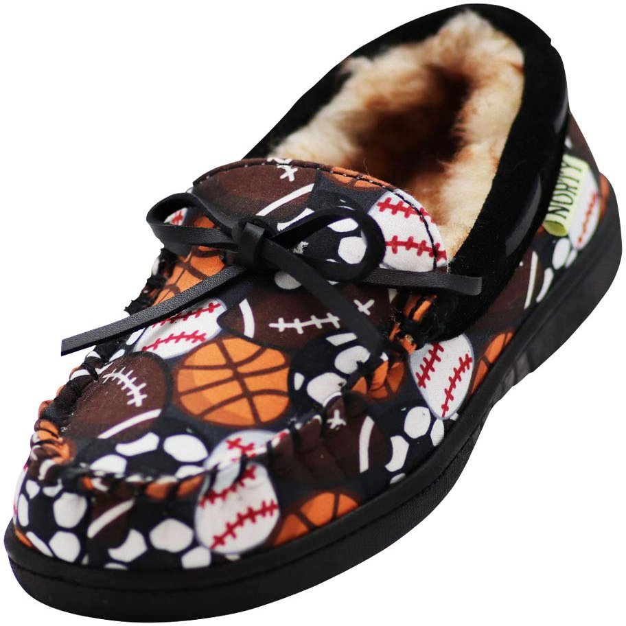 NORTY - Toddler Boys Sport Balls Moccasin Slipper, Grey, Multi 41523-6MUSToddler