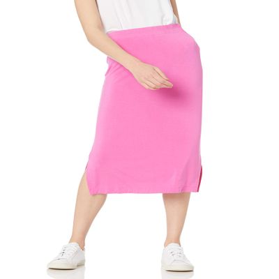 Amazon Essentials Women's Pull-On Knit Midi Skirt (Available in Plus Size), Bright Pink, X-Small