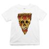 Tee Hunt Melting Pizza Zombie Face Youth T-Shirt Horror Halloween Scary Undead Kids White Small view 1