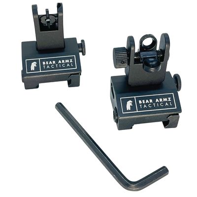 Flip Up Iron Sights | Co-Witness | Spring Loaded | Low Profile | Rapid Transition Front & Rear Iron Sights | Back Up Sights | BUIS for Picatinny Rail and Weaver Rails