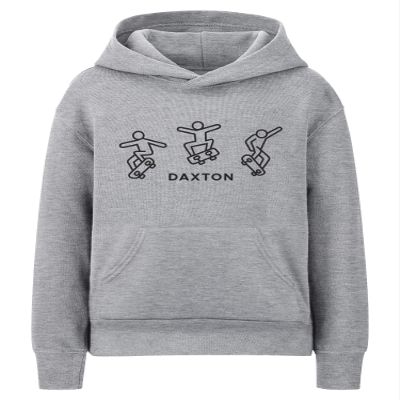 Daxton Skateboard Trick Design for Youth Unisex Hoodie Mid-weight Fleece Sweatshirt,Heather Gray,L