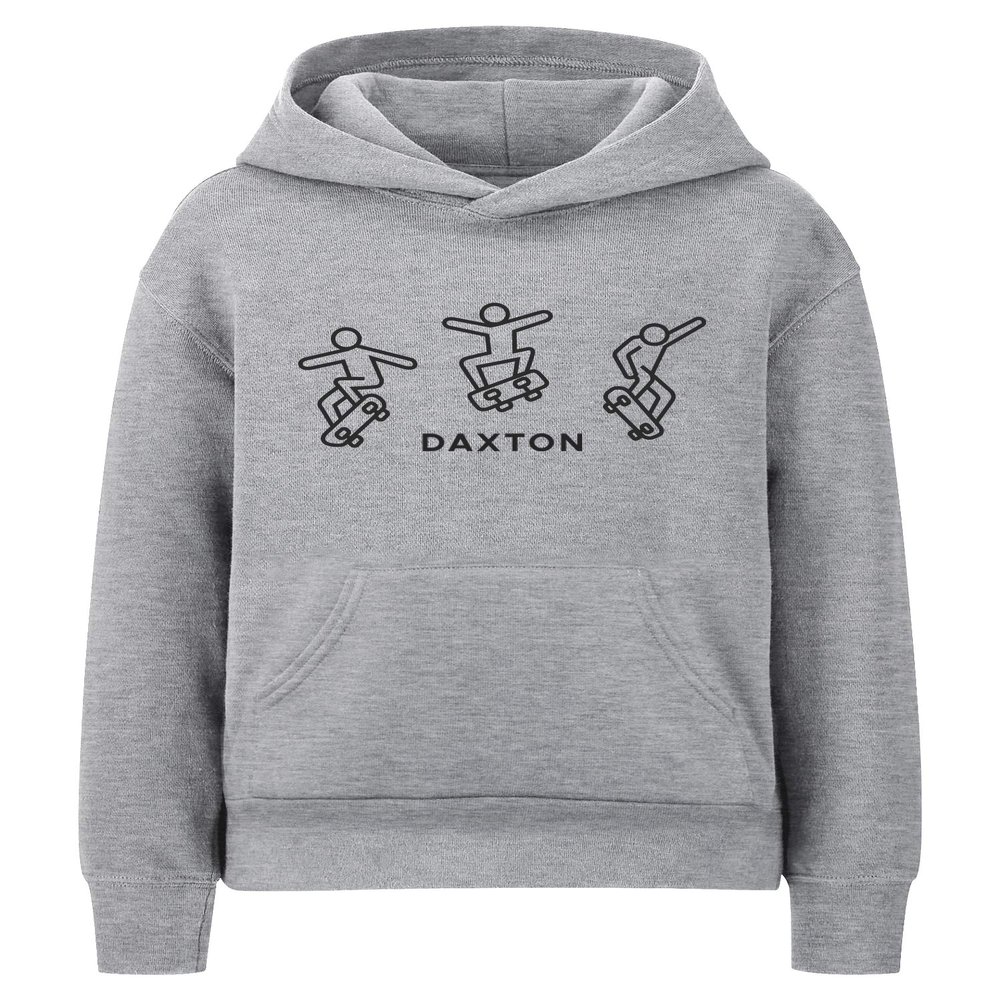 Daxton Skateboard Trick Design for Youth Unisex Hoodie Mid-weight Fleece Sweatshirt,Heather Gray,L