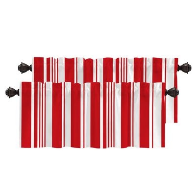 BaoNews Red Christmas White Kitchen Valances Window Curtain, Candy Cane Christmas Stripes Blackout Decoration Small Window Valances Curtains Drapes for Kitchen Bedroom, 52 X 18 Inch