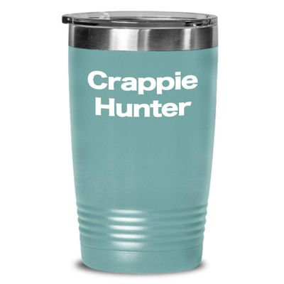 Crappie Hunter Tumbler Travel Coffee Cup Gone Fishing Pole Spinning Reel