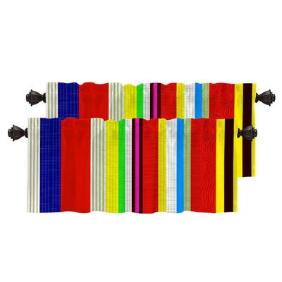 BaoNews Ethnic Mexican Colorful Kitchen Valances Window Curtain, Stripes Pattern Party Decor Ethnic Mexican Fabric Blackout Decoration Window Valances Curtains Drapes Bedroom