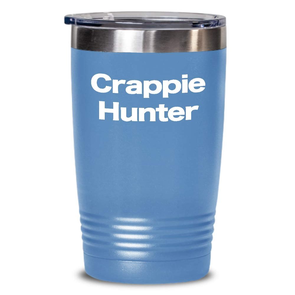 Crappie Hunter Tumbler Travel Coffee Cup Gone Fishing Pole Spinning Reel
