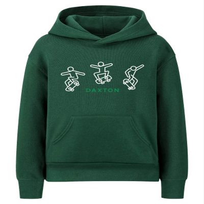 Daxton Skateboard Trick Design for Youth Unisex Hoodie Mid-weight Fleece Sweatshirt,Forest,S