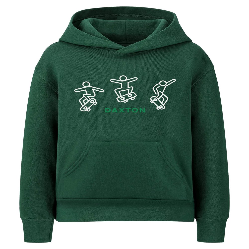 Daxton Skateboard Trick Design for Youth Unisex Hoodie Mid-weight Fleece Sweatshirt,Forest,S