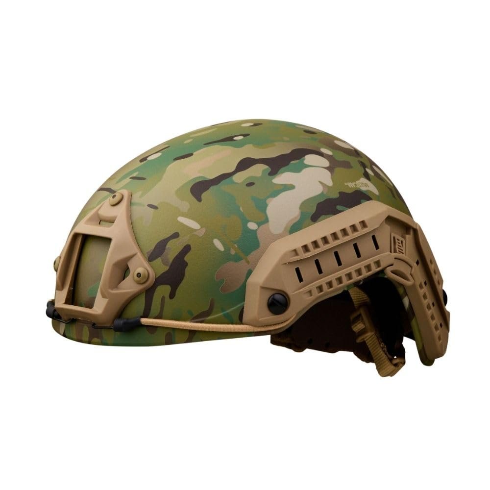 DLP Lightweight Tactical Bump Helmet - ImpaX Extreme Plus - High Cut OPS Core Military Combat Airsoft Helmet - Fast MICH ACH - Night Vision Mount & Accessory Bundle Included (Camo - CP)