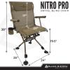 Black Sierra Heavy Duty Swivel Hunting & Camping Chair Supports 300 Lbs, XL 360 Silent Swivel for Hunting Blind, Portable Ground Chair w/All Terrain Feet, Padded Armrests w/Carry Strap and Cupholder view 2