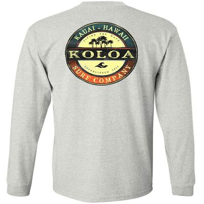 Koloa Surf Company Mens ol' Koloa Logo Long Sleeve Cotton T-Shirt-Tall-4XLT-Ash/c