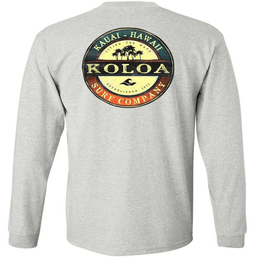 Koloa Surf Company Mens ol' Koloa Logo Long Sleeve Cotton T-Shirt-Tall-4XLT-Ash/c