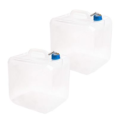 Cedilis 2 Pack 5.3 Gallon Collapsible Water Container with Spigot, Food Safe Water Storage Jug, BPA-Free Camping Water Storage Jug Canteen for Outdoor Hiking and Emergency, Portable, Foldable