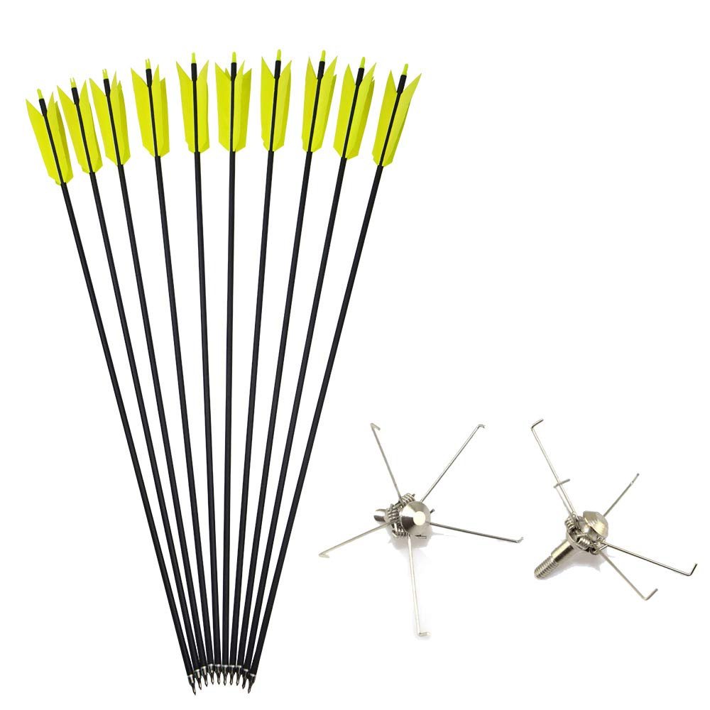 AMEYXGS Archery Flu flu Arrows and Judo Arrow Tips 30 Inch Mix Carbon Arrow Spine 500 with 4 Turkey Feather for Compound Bow Recurve Bow Competition and Target Practice(Pack of 12) (Yellow 3#)