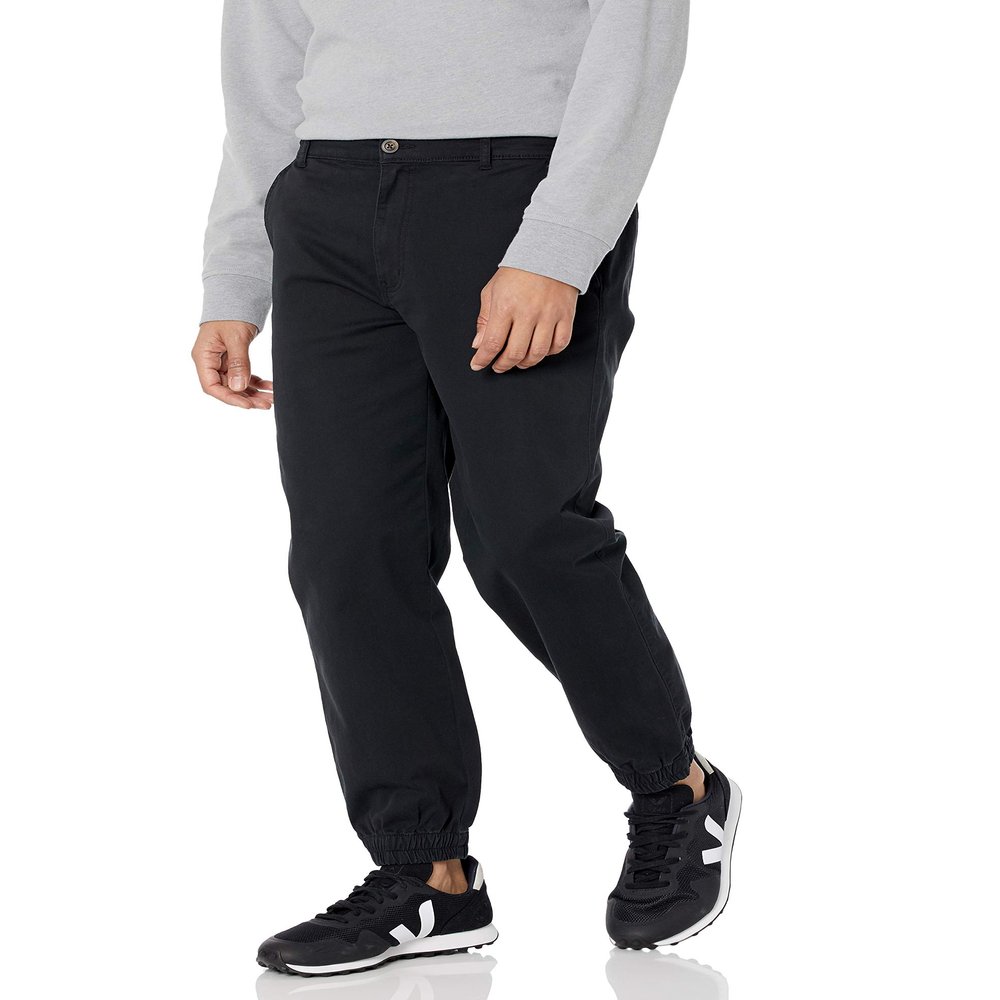Amazon Essentials Men's Straight-Fit Chino Jogger Pant, Black, XX-Large