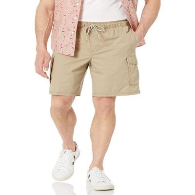 Amazon Essentials Men's 9" Elastic Waist Cargo Shorts, Khaki Brown, X-Small