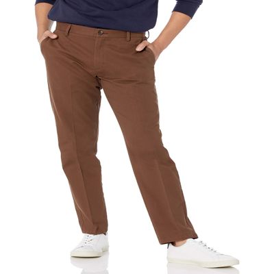 Amazon Essentials Men's Slim-Fit Wrinkle-Resistant Flat-Front Chino Pant, Brown, 35W x 30L