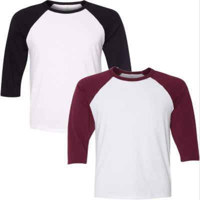 Canvas Bella Mens Triblend 3/4-Sleeve Baseball T-Shirt (3200) 2 Pack