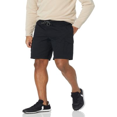 Amazon Essentials Men's 9" Elastic Waist Cargo Shorts, Black, X-Large