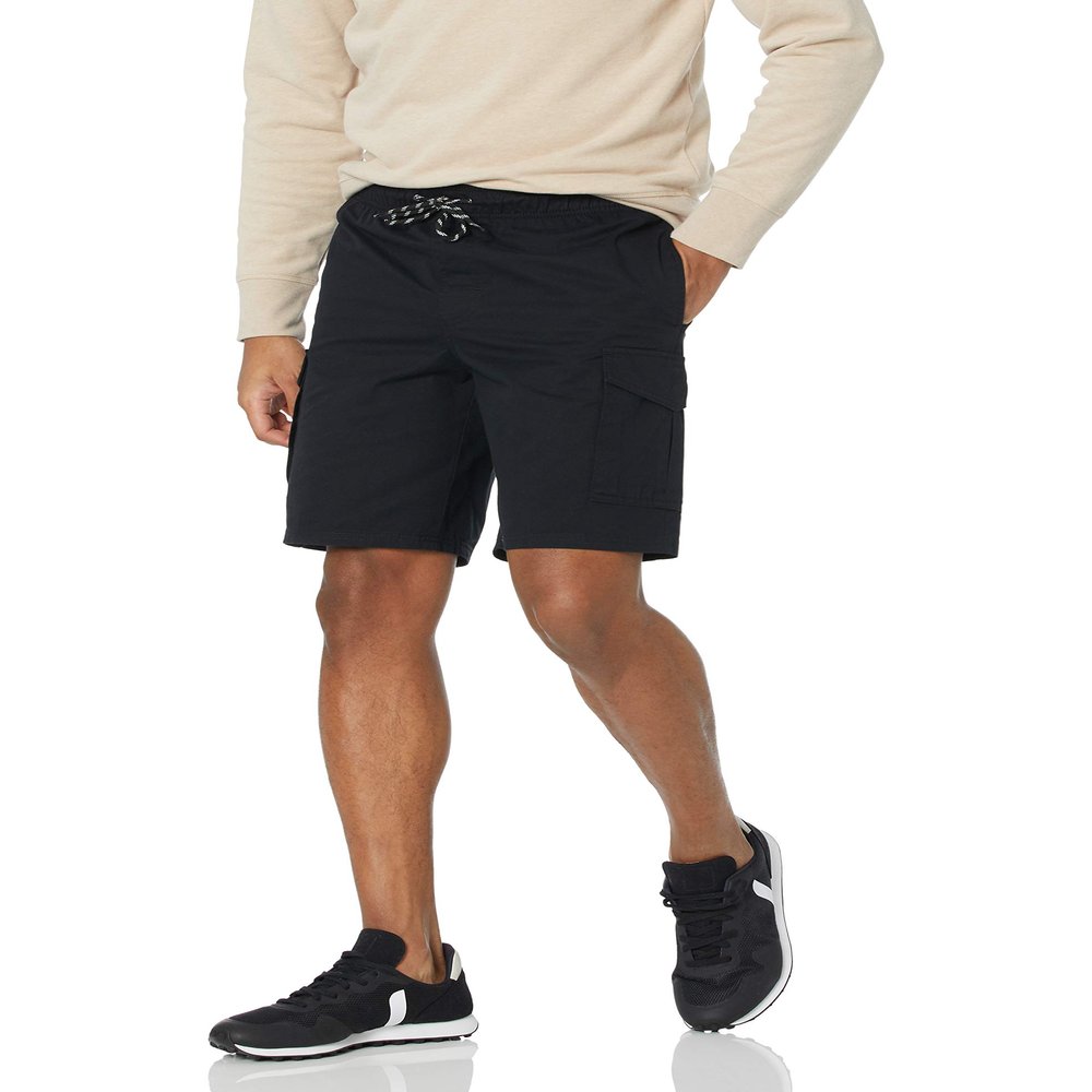 Amazon Essentials Men's 9" Elastic Waist Cargo Shorts, Black, X-Large