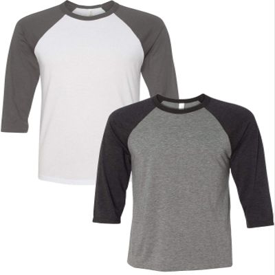 Canvas Bella Mens Triblend 3/4-Sleeve Baseball T-Shirt (3200) 2 Pack
