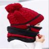 3 in 1 Winter Knitted Beanie Hat Scarf Mouth Mask Set for Girls Boys Kids, Warm Fleece Lined Ski Cap with Pompom Neck Warmer (Red) view 4