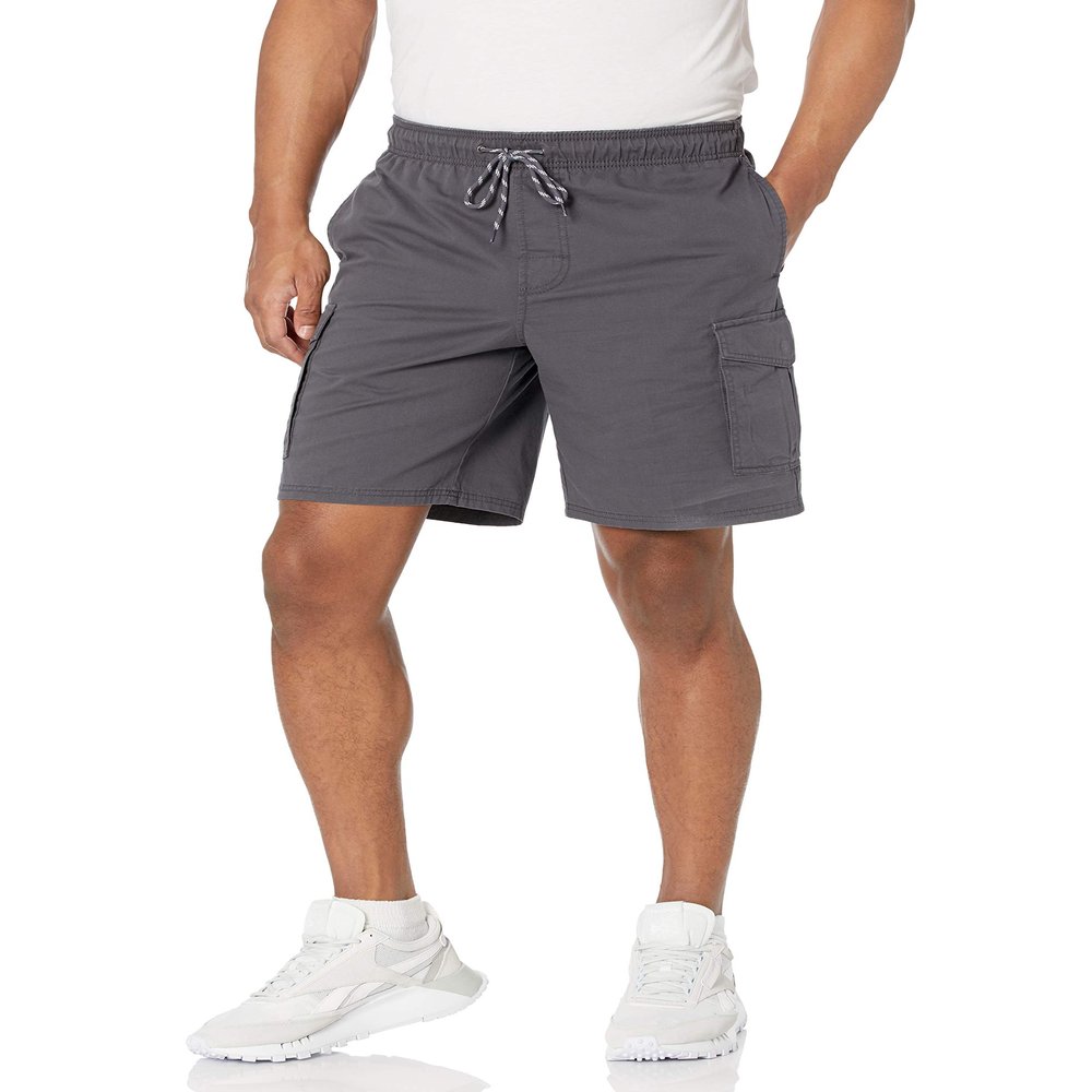 Amazon Essentials Men's 9" Elastic Waist Cargo Shorts, Dark Grey, Small