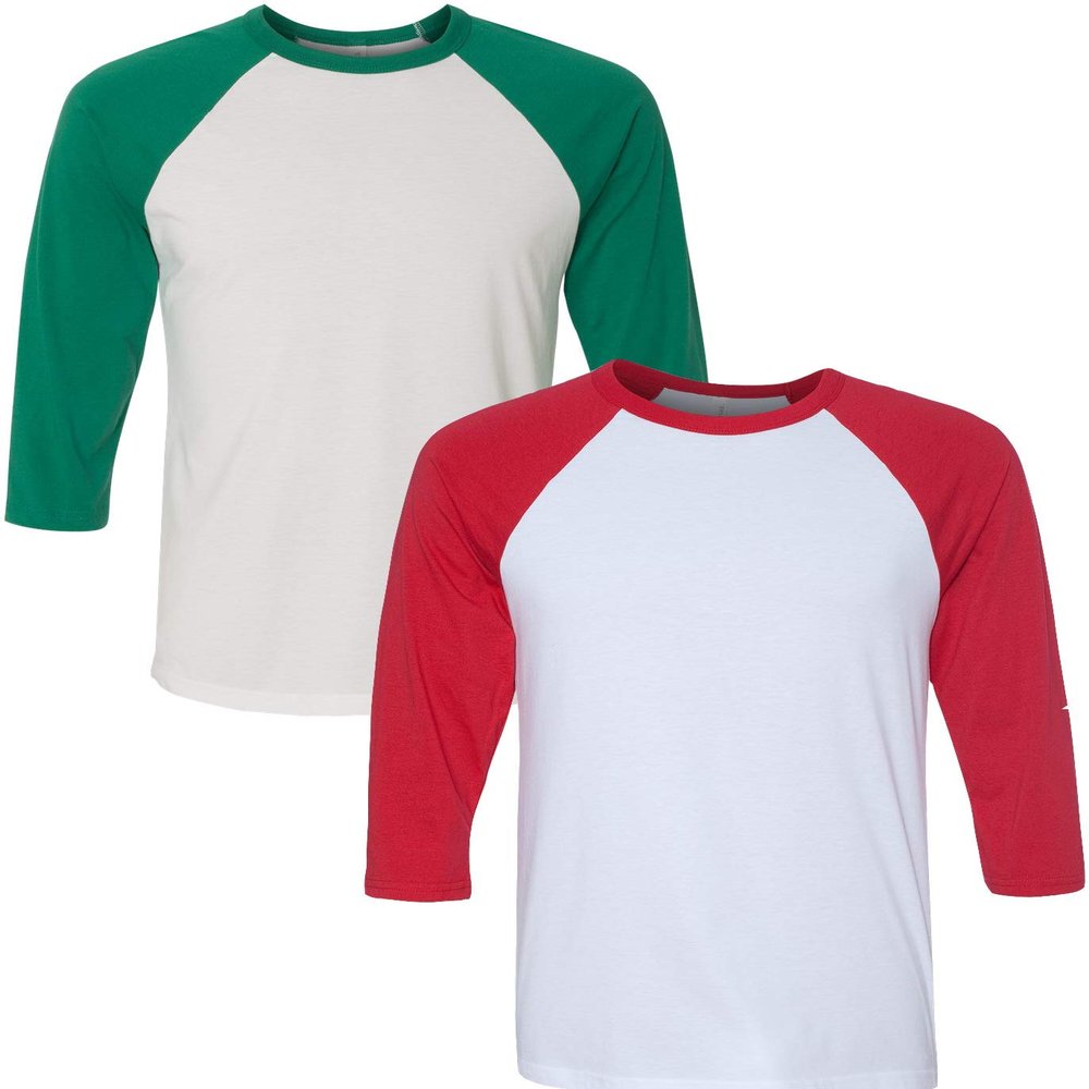 Canvas Bella Mens Triblend 3/4-Sleeve Baseball T-Shirt (3200) 2 Pack
