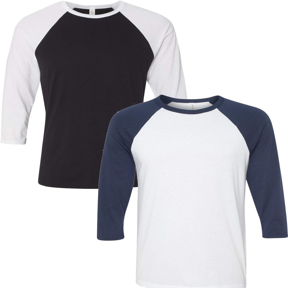 Canvas Bella Mens Triblend 3/4-Sleeve Baseball T-Shirt (3200) 2 Pack