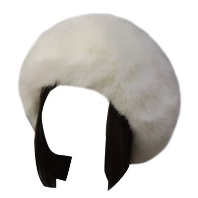 YASHANG Women Fur Headband Faux Furry Neck Ears Warmer Cossack Elastic Soft Hairband Hat White