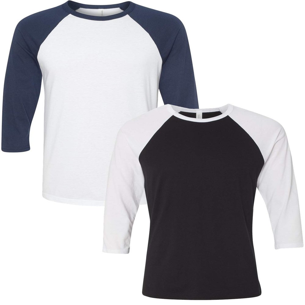 Canvas Bella Mens Triblend 3/4-Sleeve Baseball T-Shirt (3200) 2 Pack