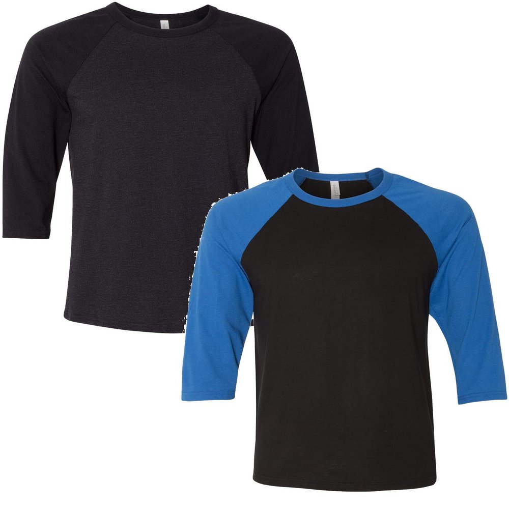 Canvas Bella Mens Triblend 3/4-Sleeve Baseball T-Shirt (3200) 2 Pack