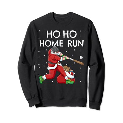 Baseball Ho Ho Home Run Funny Christmas Sweatshirt