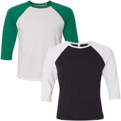 Canvas Bella Mens Triblend 3/4-Sleeve Baseball T-Shirt (3200) 2 Pack