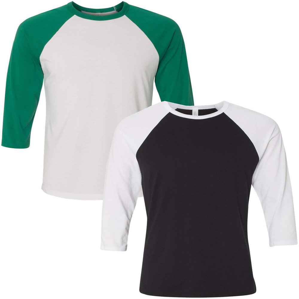 Canvas Bella Mens Triblend 3/4-Sleeve Baseball T-Shirt (3200) 2 Pack